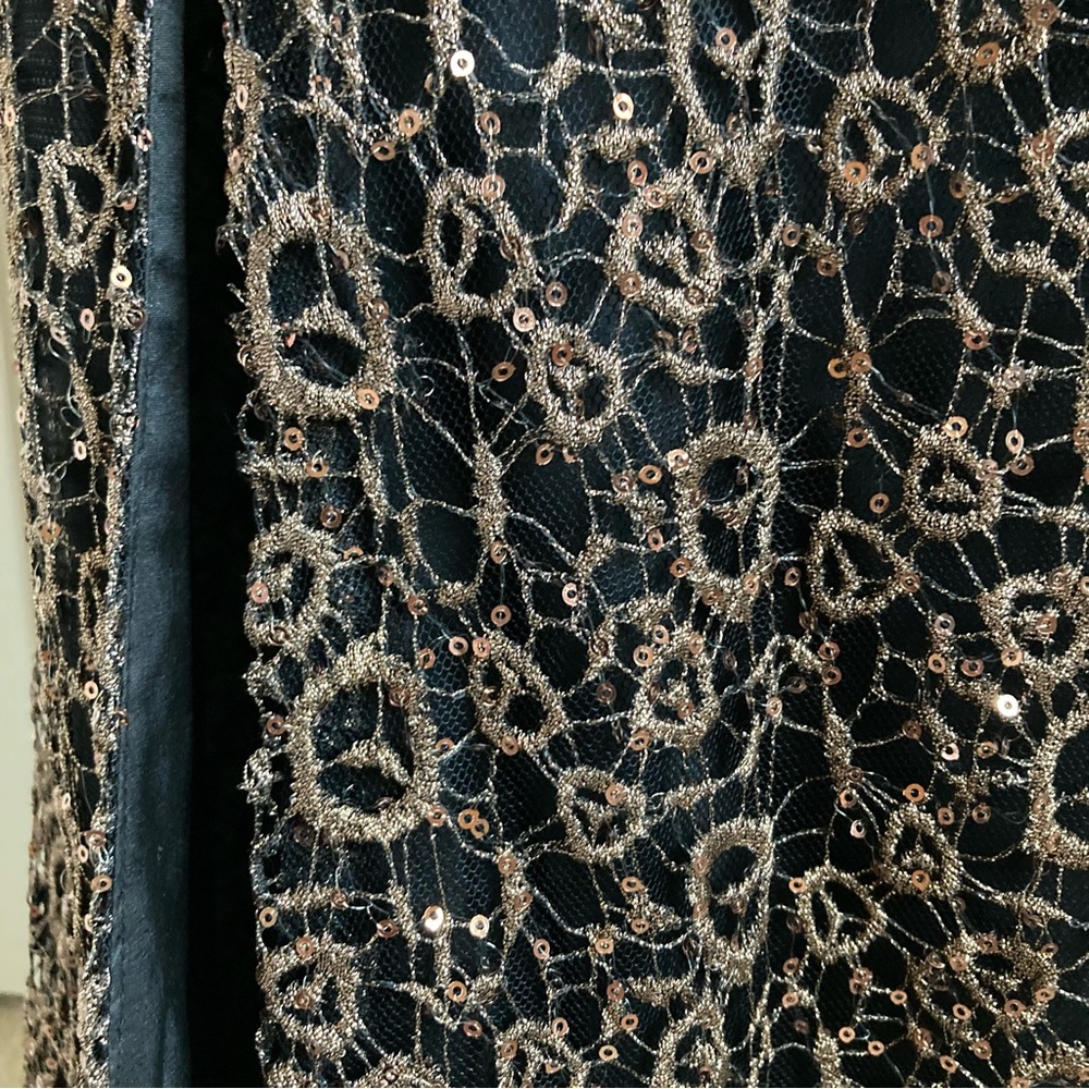 NWT Aidan Mattox silk maxi Dress beautiful gold beading embroidery sz 4 - Picture 3 of 16
